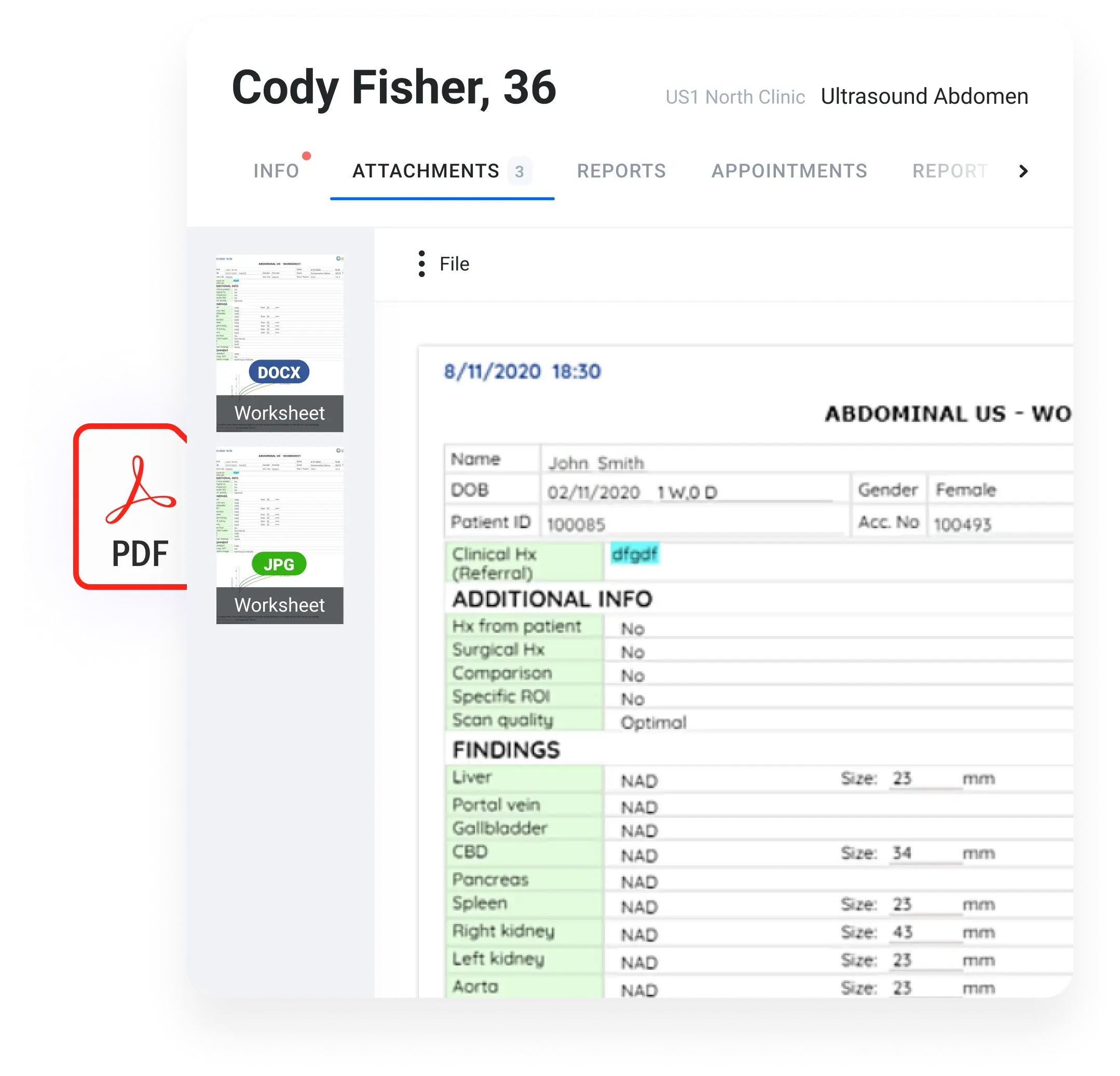 Appointment attachments and clinical documents