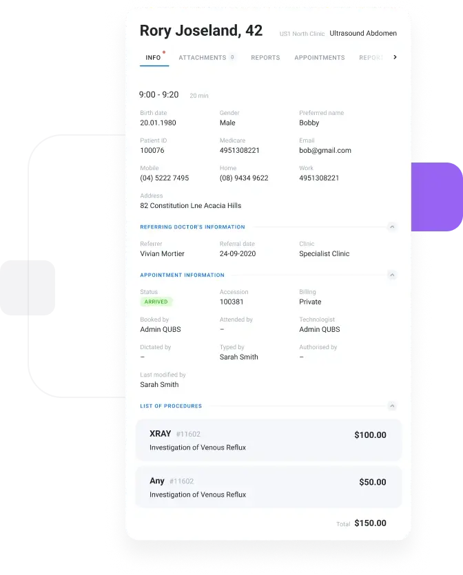 Patient context viewer in QUBS PACS