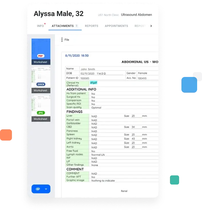 Priors and attachments view in QUBS PACS