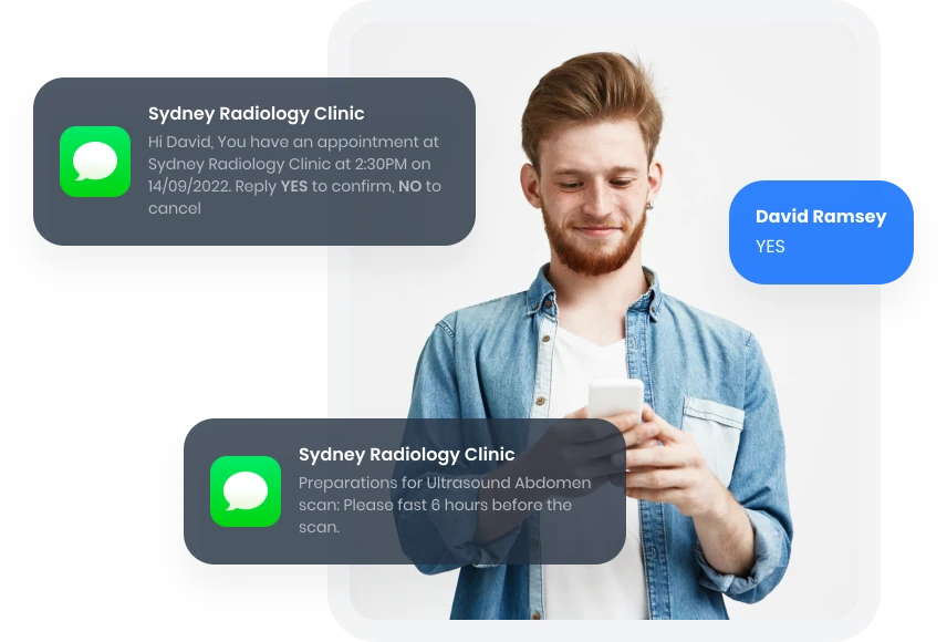 Patient receiving appointment confirmation and preparation instructions