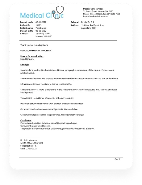 Report view in the specialist portal